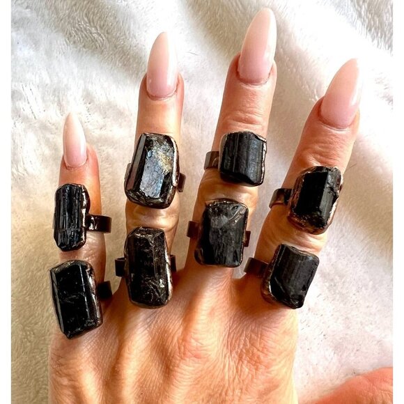 EMF Protection Black Tourmaline Ring - Picture 1 of 8